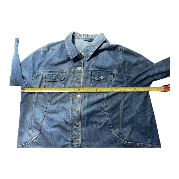 PENNINGTONS Jean Jacket Womens 3X Denim Blue Casual Button Up Plus Size - Picture 10 of 12